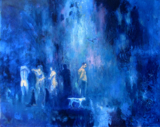 Bañistas en azul Oil Canvas Nude Paintings