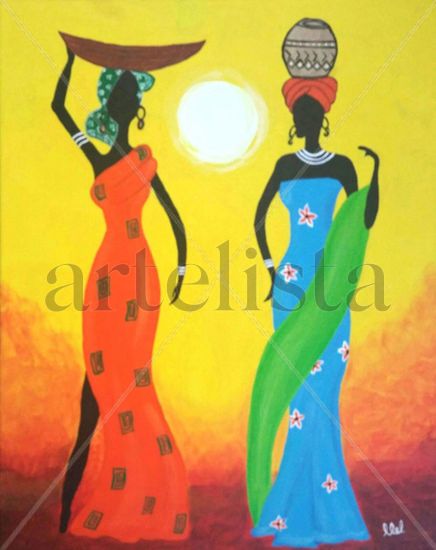 Mujeres Africanas #1 Acrylic Canvas Figure Painting