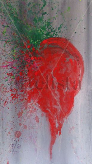 Fresa (Strawberry) Mixed media Textile Still Life Paintings