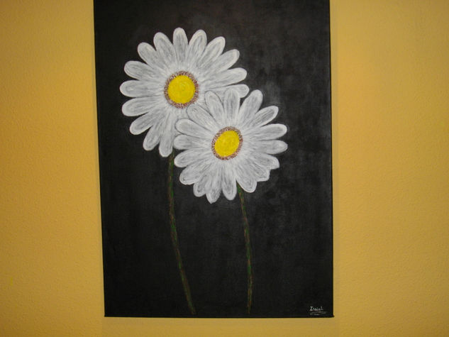 MARGARITAS NEGRAS Acrylic Canvas Floral Painting