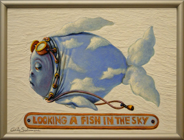 BUSCANDO UN PESCADO EN EL CIELO (el aviador) - marco. Acrylic Panel Animals