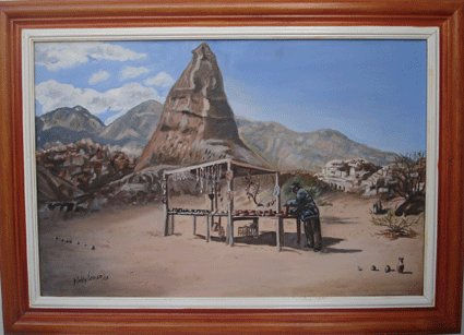 Vendedor de Cerámicas, camino de la quebrada de Cafayate, Salta Oil Canvas Landscaping