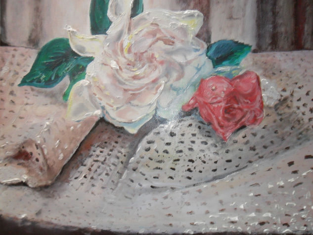 Las dos flores Oil Canvas Still Life Paintings