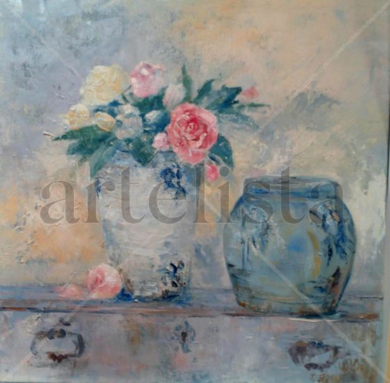 Bodegón con tibor Oil Canvas Floral Painting