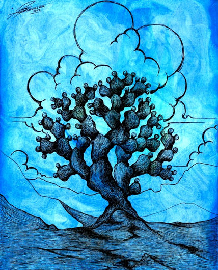 Nopalera fondo Azul