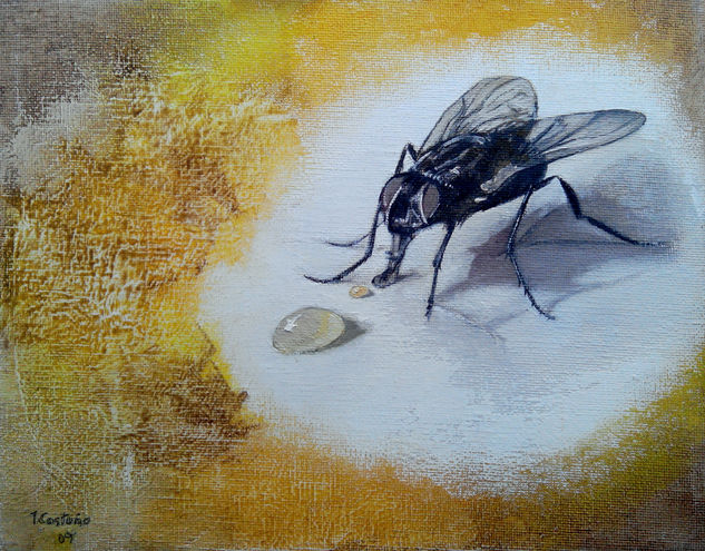 La mosca y la miel Oil Canvas Animals