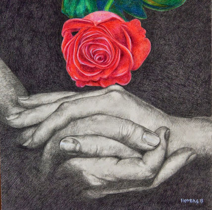 Rosa y manos