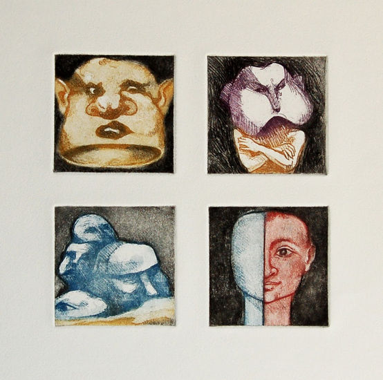 4 Testas Aquatint