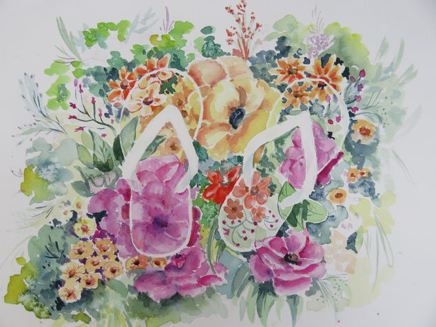 Que crezcan flores a tu paso Watercolour Paper Floral Painting