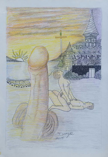 Descanso en Camelot Mixed media Card Landscaping