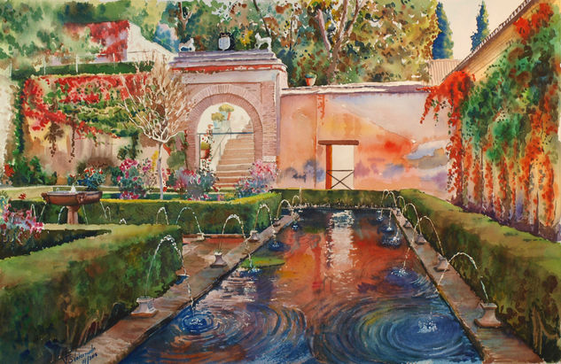 Patio del ciprés de la sultana Watercolour Paper Others