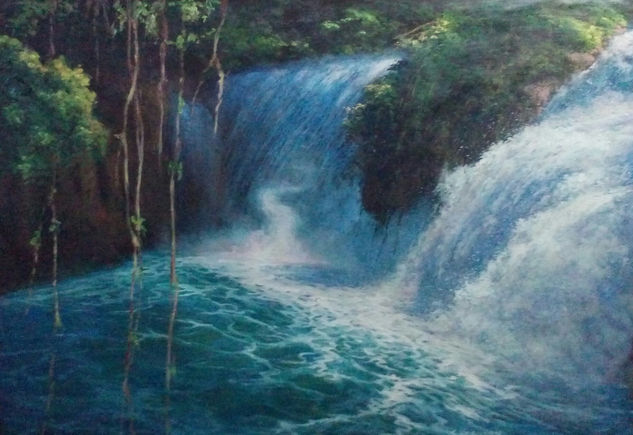 Agua azul chiapas Acrílico Lienzo Paisaje