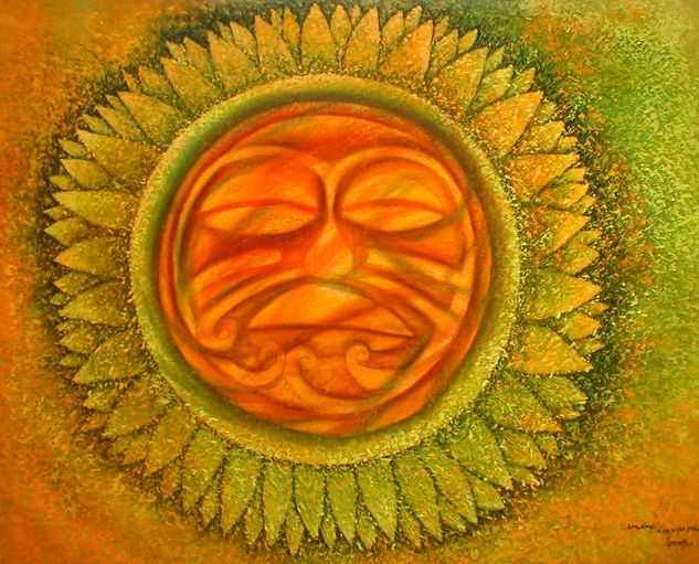 UN DIOS EN FLOR SOLAR Oil Canvas Floral Painting