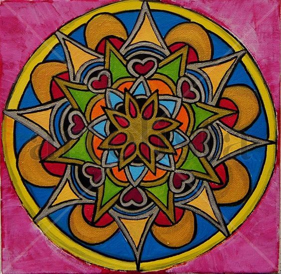 Mandala corazones Acrylic Canvas Figure Painting