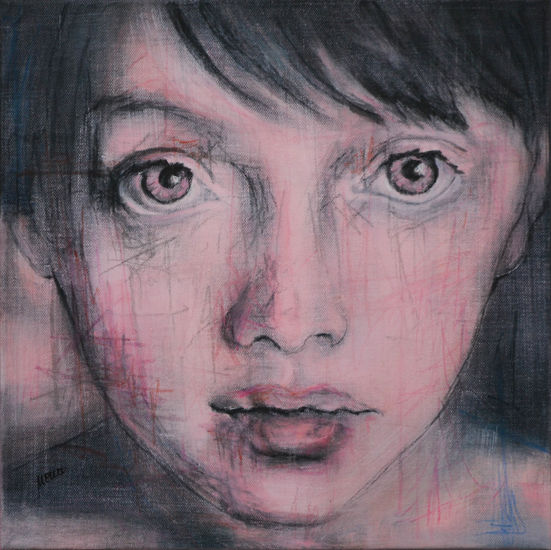 innocent face Mixed media Canvas Portrait