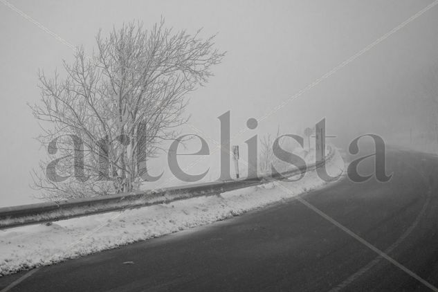 Carretera de montaña Naturaleza Blanco y Negro (Digital)