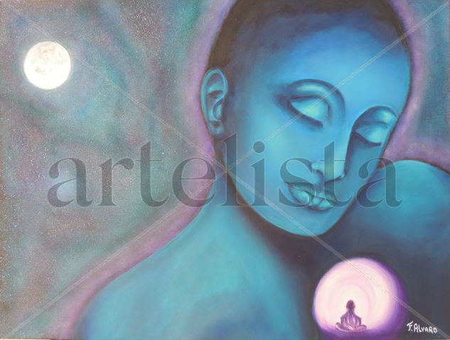 Meditación Nocturna Acrylic Canvas Figure Painting