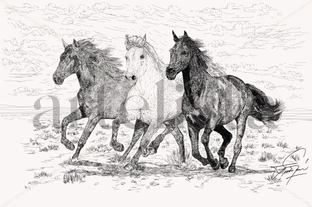 "Caballos en la pradera" 