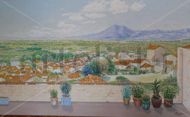 La terraza del pintor Óleo Lienzo Paisaje