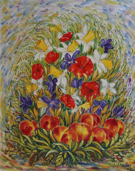 Flores y melocotones