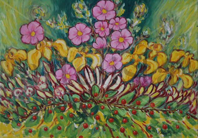 Rosa y amarillo Oil Canvas Floral Painting