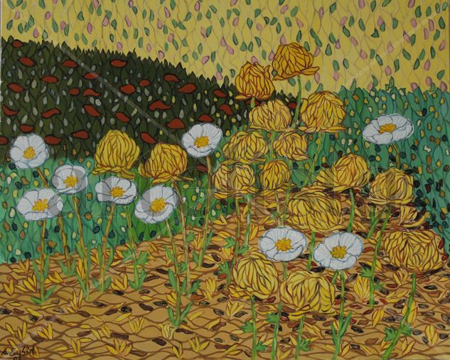 Ranunculus bajo el lecho Oil Canvas Floral Painting