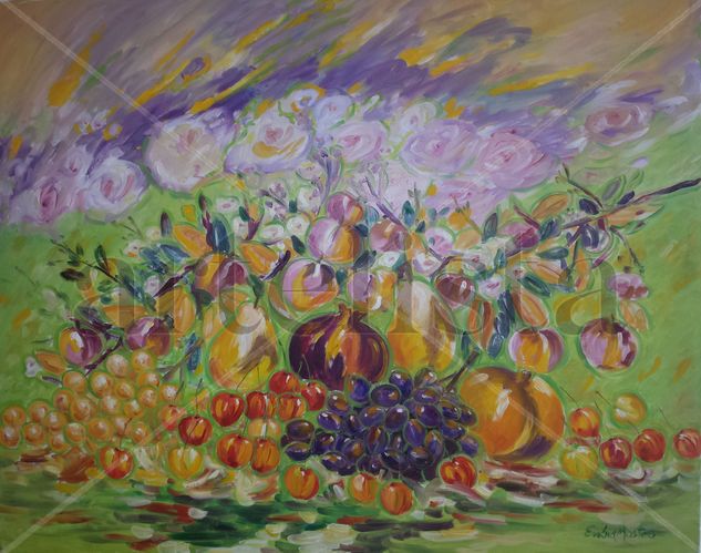 Centro flor Oil Canvas Floral Painting