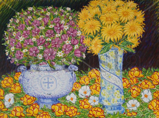 Comparulas y priruvaleris Oil Canvas Floral Painting