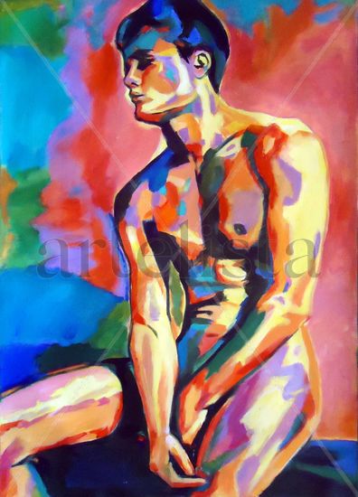 Pensive boy Acrylic Canvas Nude Paintings