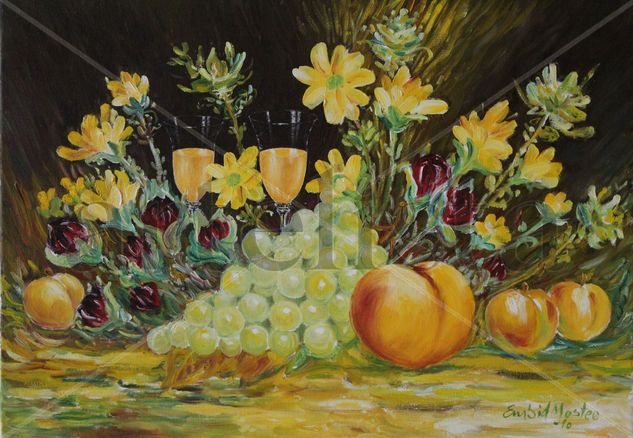 Uvas con zumo de naranja Oil Canvas Floral Painting