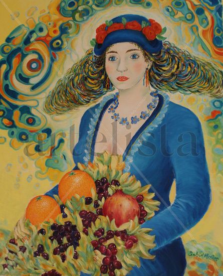 Flower lady´s 5 Oil Canvas Portrait