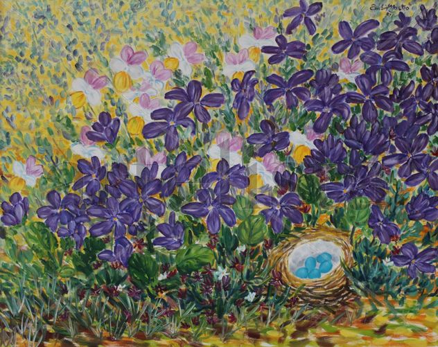 Un nido entre violetas