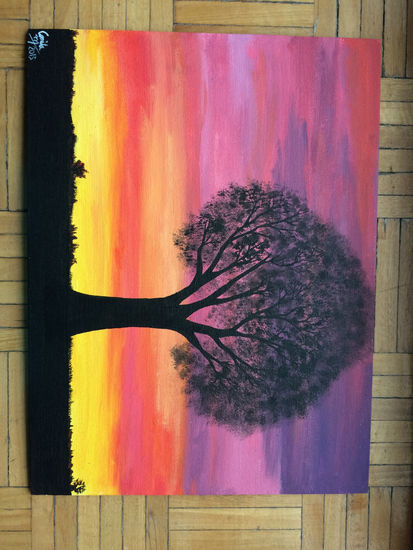 Sunset Tree Acrylic Canvas Landscaping