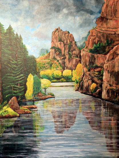 PRESA DE LA VIEJA Acrylic Canvas Landscaping