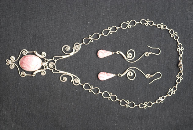 COLLAR DE PLATA Y RODOCROSITA