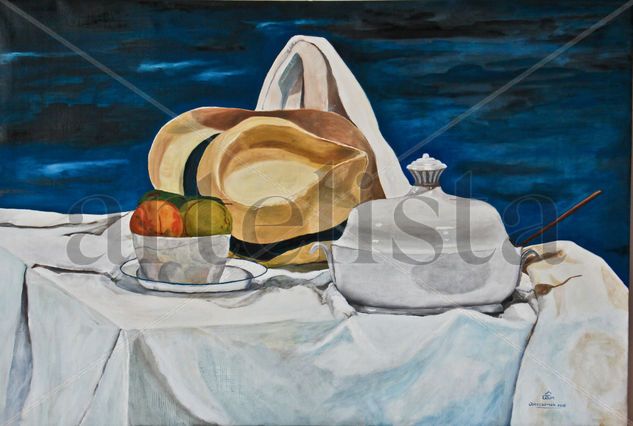 desayuno, comida y paseo Oil Canvas Still Life Paintings