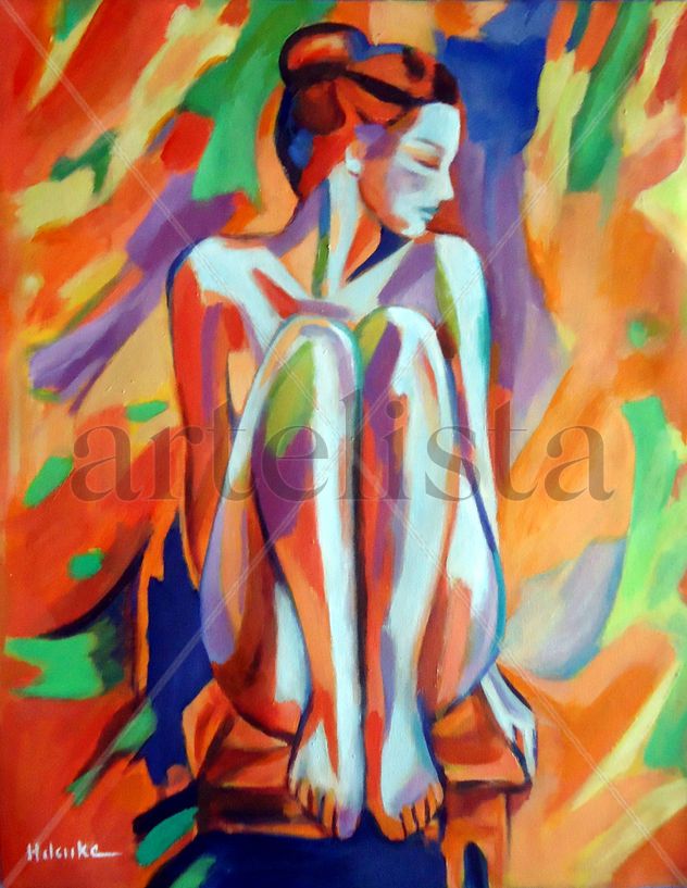 Seated thoughtful woman