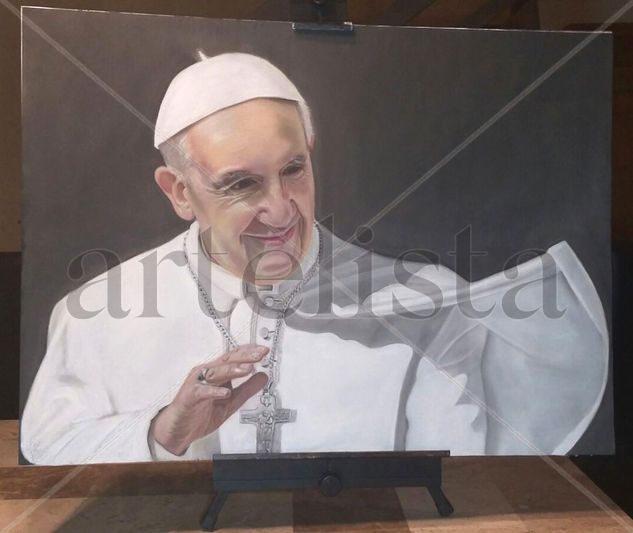 Papa Francisco Pastel Cartulina Retrato