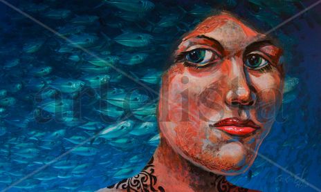 Experimento pintado (tecnica mixta)  oléo sobre papel impreso