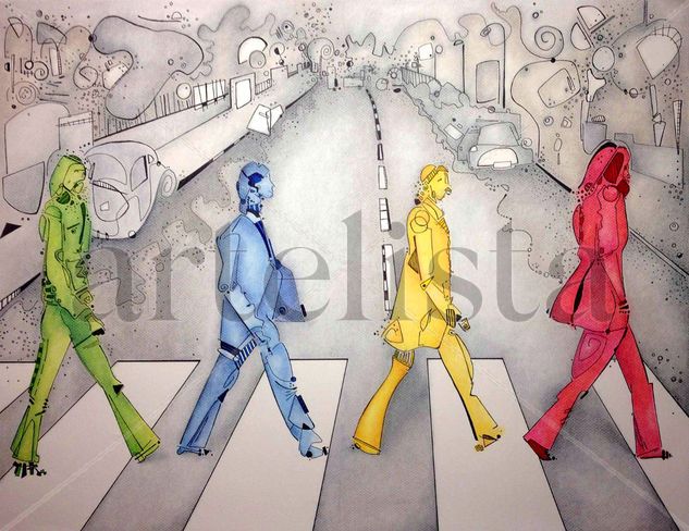 The Beatles Pastel Paper Figure Painting