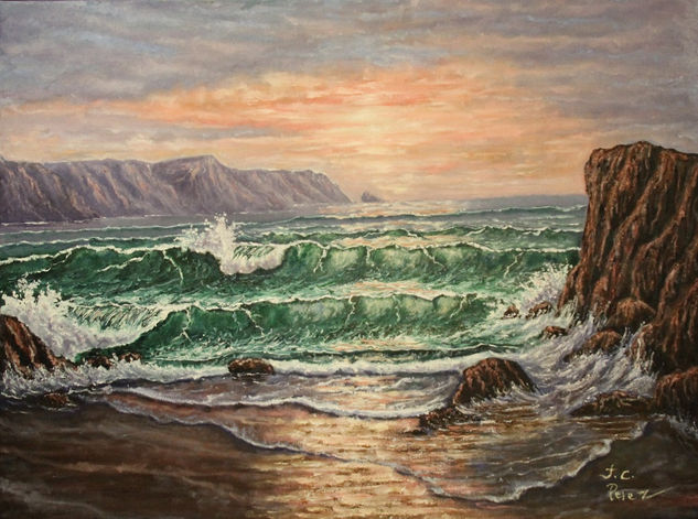 Puesta de Sol I Oil Canvas Marine Painting