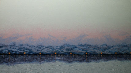 Luces, neblina y lago