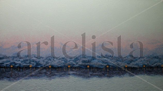 luces, neblina y lago