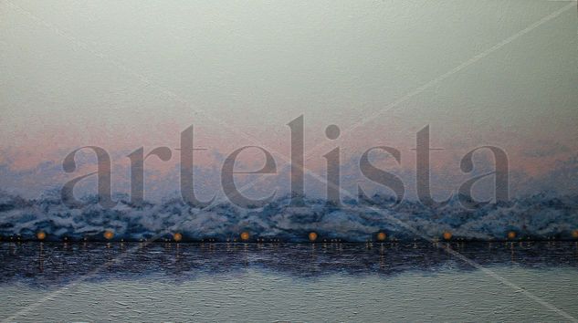 luces, neblina y lago Oil Canvas Landscaping