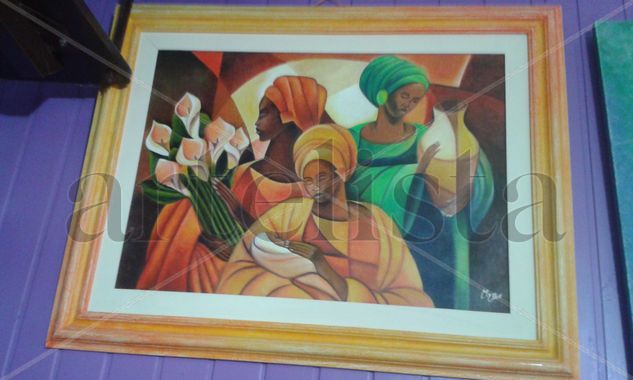 TRES NEGRAS Oil Canvas Figure Painting