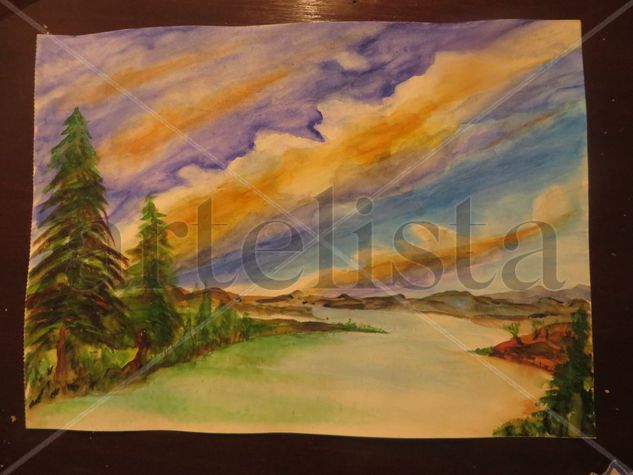 paisaje fluvial Watercolour Paper Landscaping