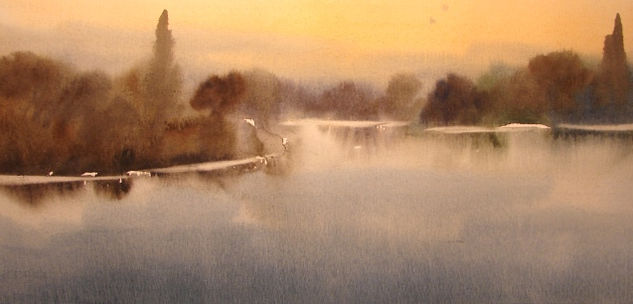 Primeras luces en el río Watercolour Paper Landscaping