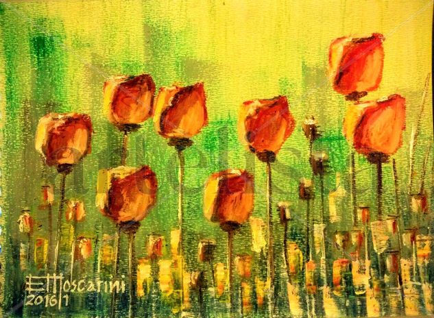 Tulipanes rojos Oil Card Floral Painting