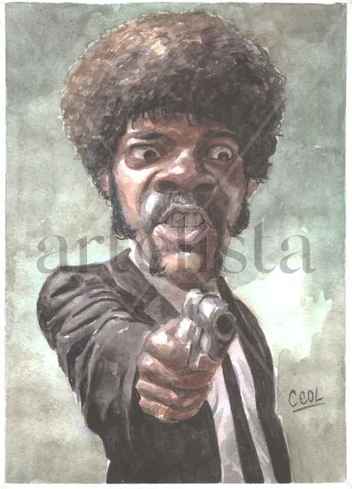 "Jules - Pulp Fiction" Watercolour Paper Figure Painting