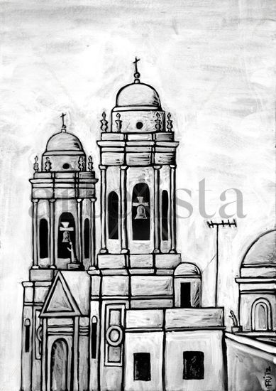 Catedral de Cádiz Gouache Papel Paisaje